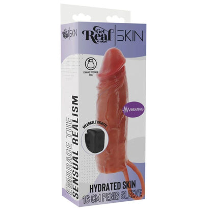 Get Real Hydrated Skin värisevä silikoninen penisholkki - karamelli - 16 cm