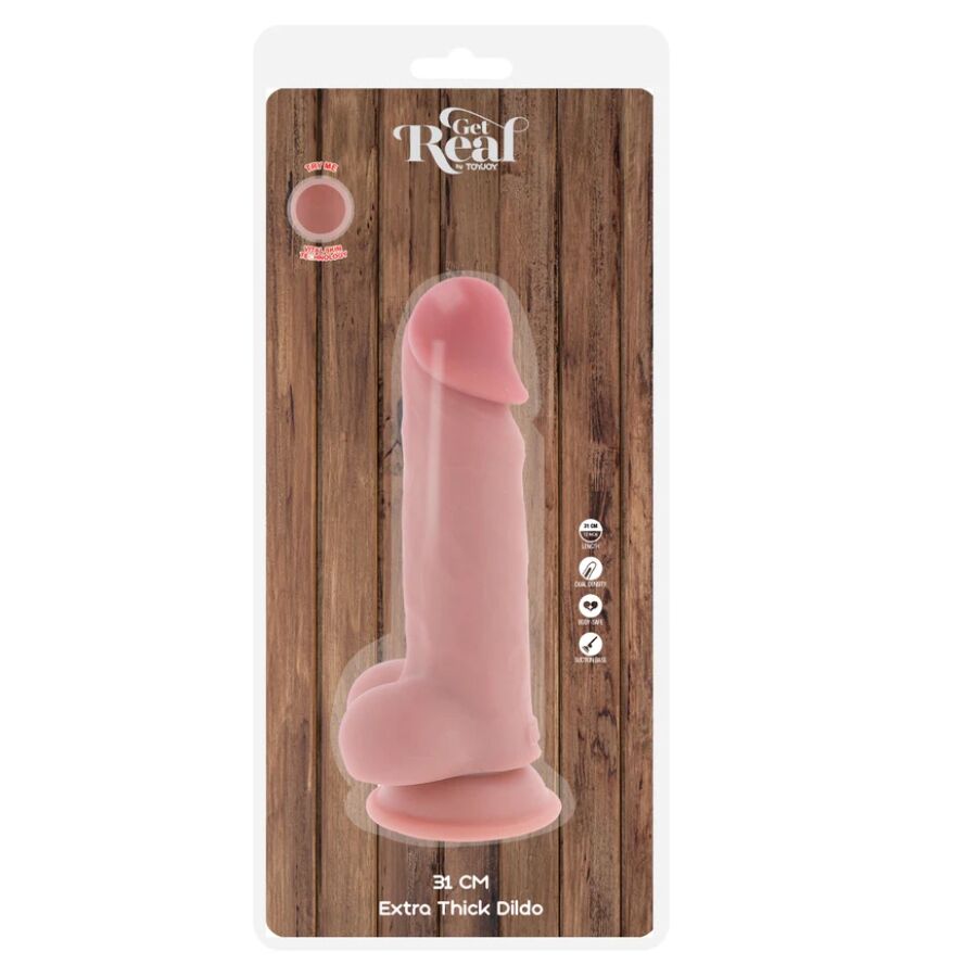 Get Real Deluxe erityisen paksu realistinen dildo kiveksillä - 31 cm