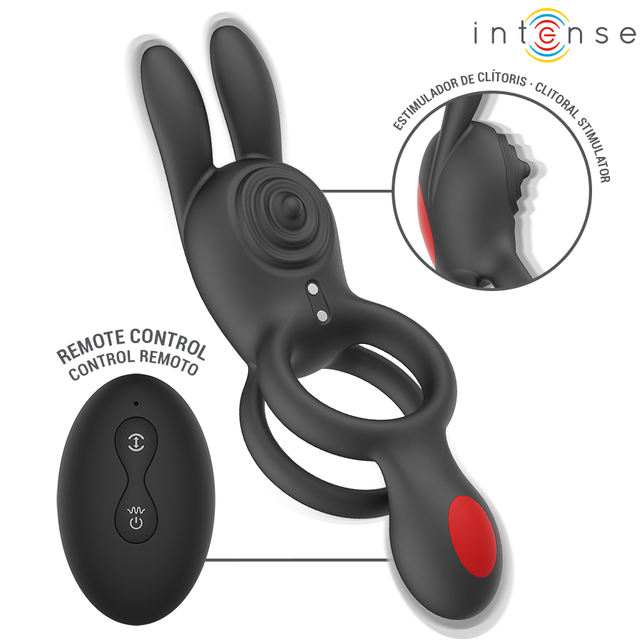 Intense Quinn värisevä kaksoisrengas kaukosäätimellä