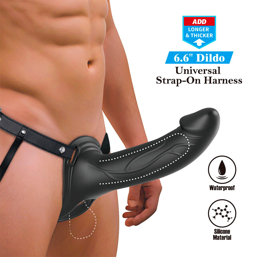 Pretty Love London yleisvaljaat ja silikoninen strap-on-dildo - musta - 16,8 cm
