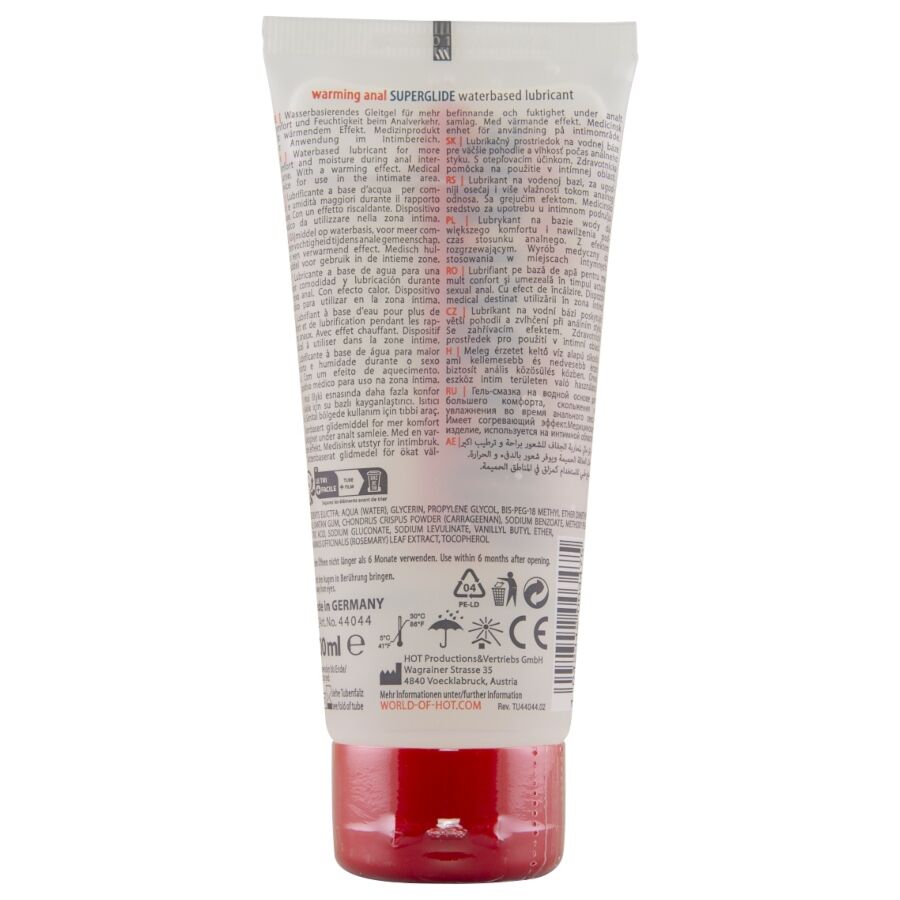 Hot Anal Superglide Warming lämmittävä vesipohjainen liukuvoide - 100 ml