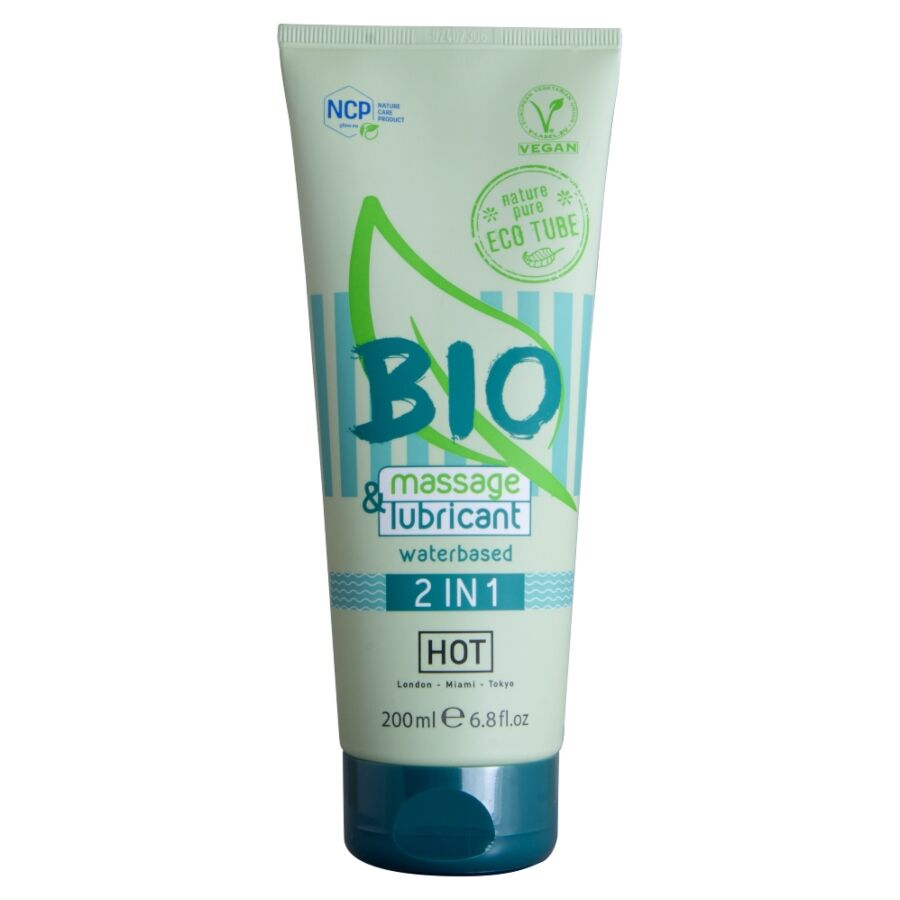 Hot Bio 2-in-1-vesipohjainen hieronta- ja liukugeeli - 200 ml