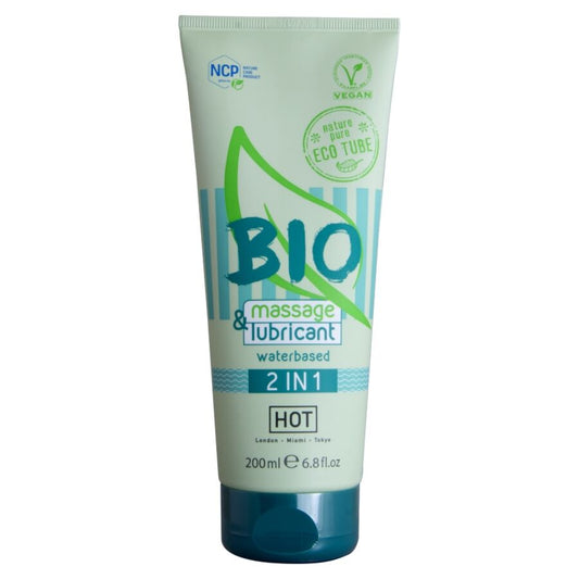 Hot Bio 2-in-1-vesipohjainen hieronta- ja liukugeeli - 200 ml