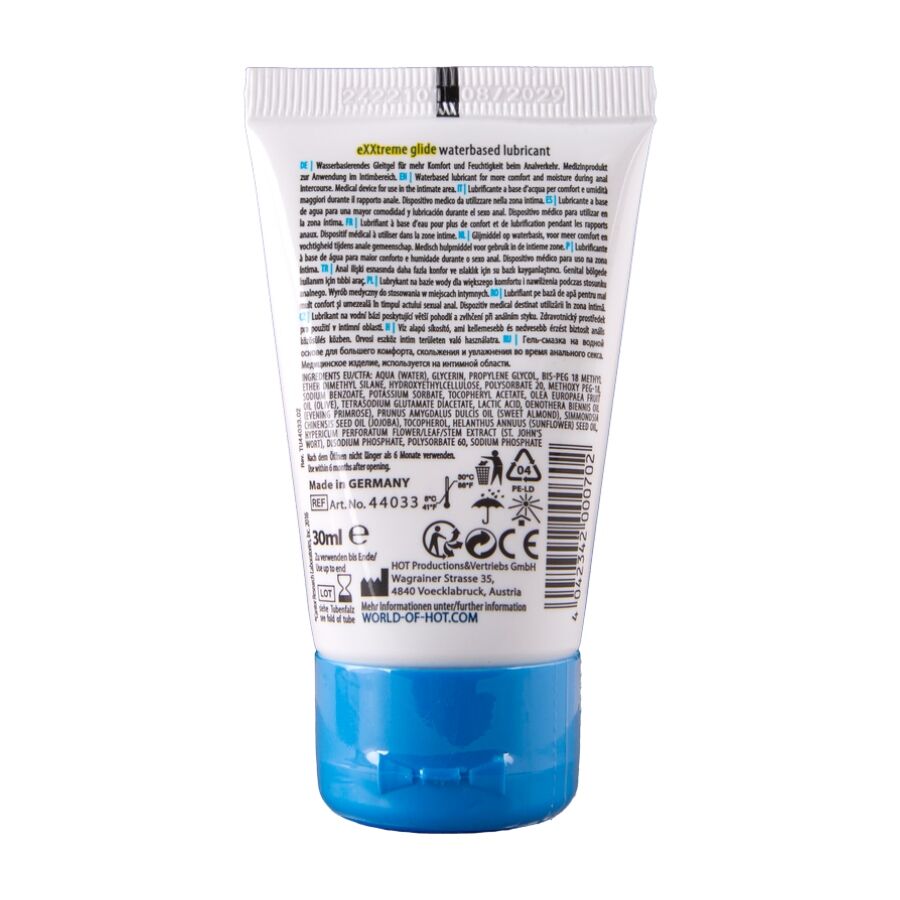 Hot Exxtreme Glide vesipohjainen liukuvoide Comfort Oil A+ -öljyllä - 30 ml