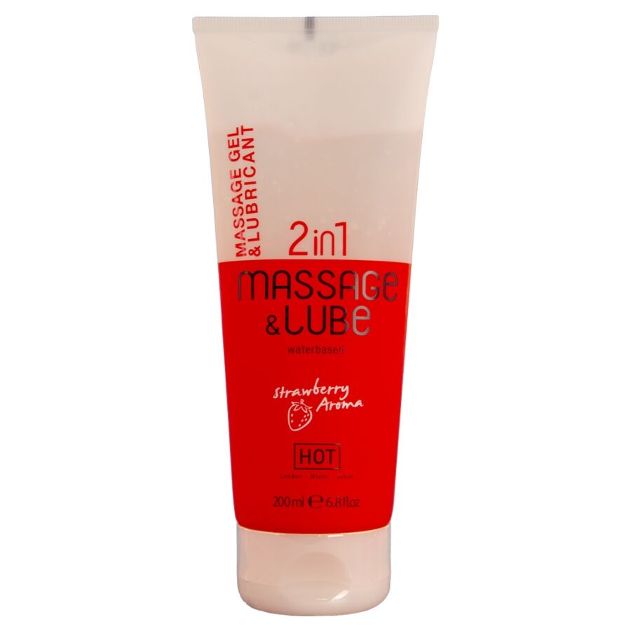 Hot Massage & Glide Strawberry 2-in-1-hieronta- ja liukugeeli - mansikka - 200 ml