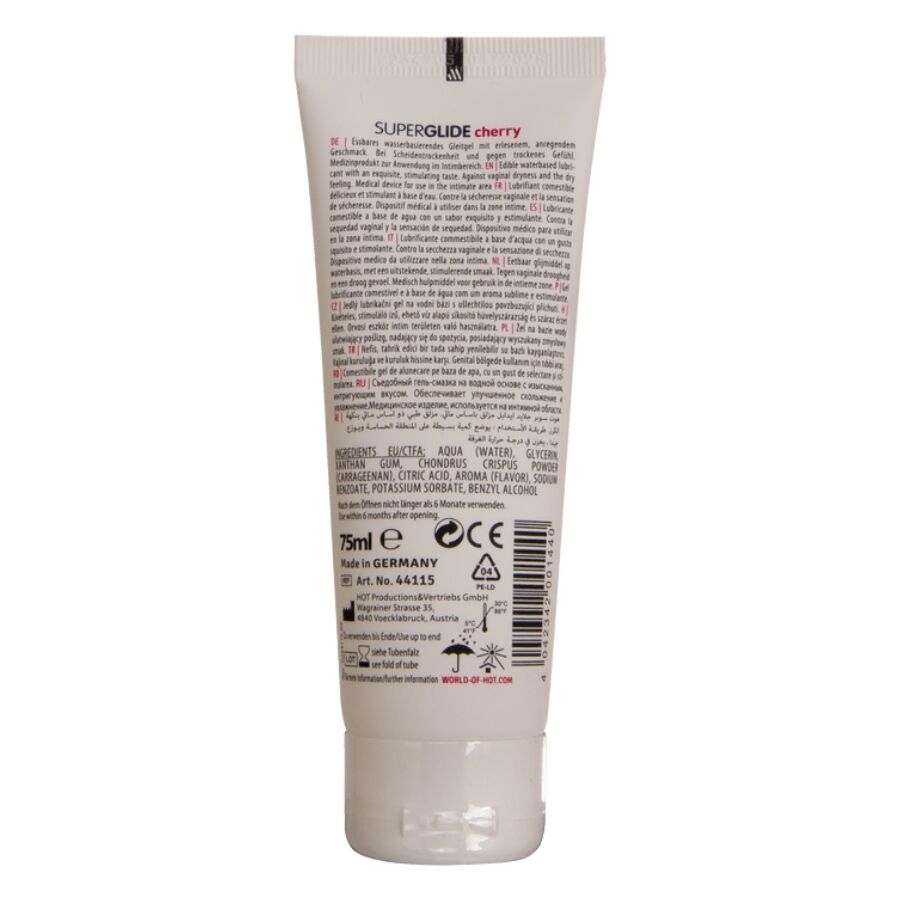 Hot Superglide syötävä vesipohjainen liukuvoide - kirsikka - 75 ml