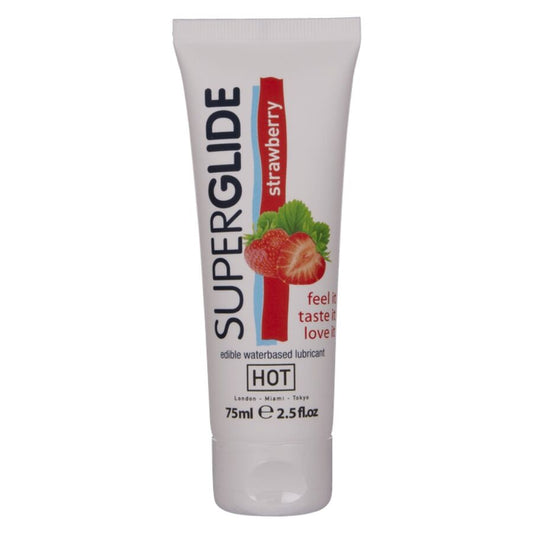 Hot Superglide syötävä vesipohjainen liukuvoide - mansikka - 75 ml