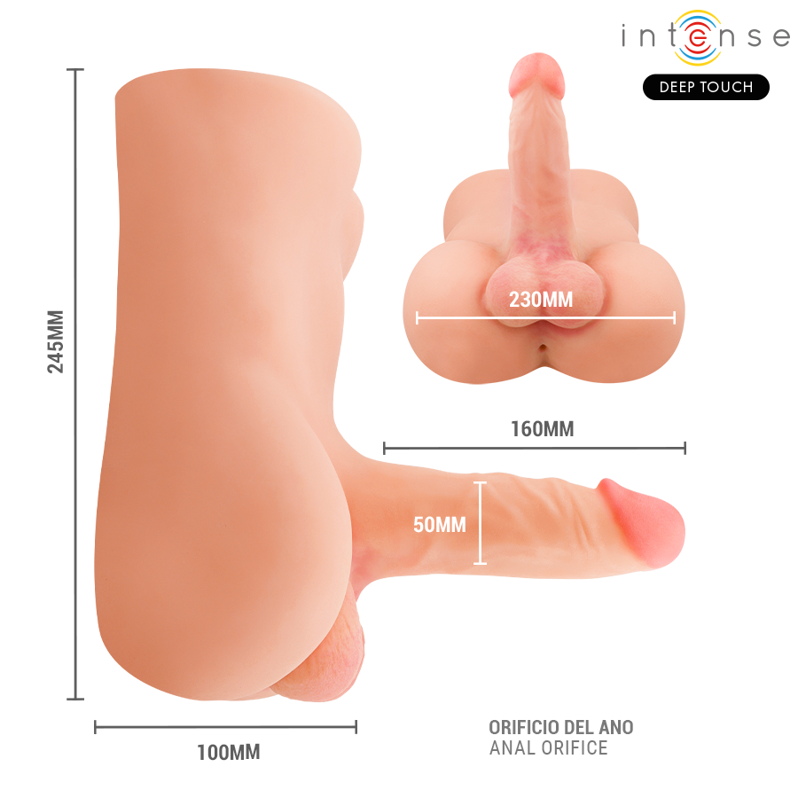 Intense Deep Touch Damien vartalomasturbaattori työntävällä ja värisevällä dildolla - 3,5 kg