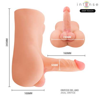 Intense Deep Touch Damien vartalomasturbaattori työntävällä ja värisevällä dildolla - 3,5 kg
