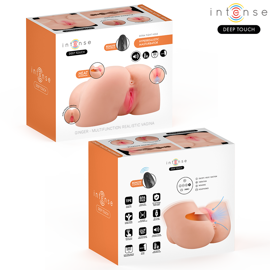 Intense Deep Touch Ginger masturbaattori imulla ja lämmöllä - kaukosäädin - 5,3 kg