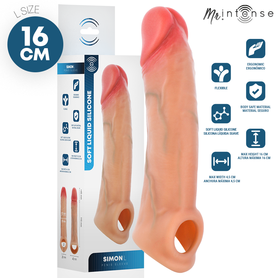 Mr Intense Simon silikoninen penisholkki L - 16 cm - Ø 4,5 cm