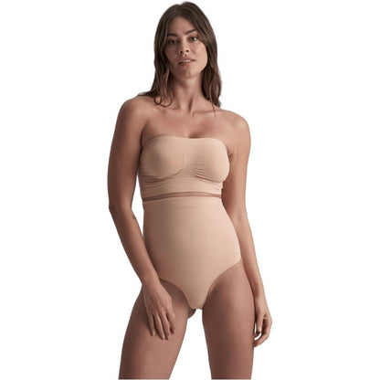 BYE-BRA - Soft Touch saumattomat korkeavyötäröiset stringit - beige - XL