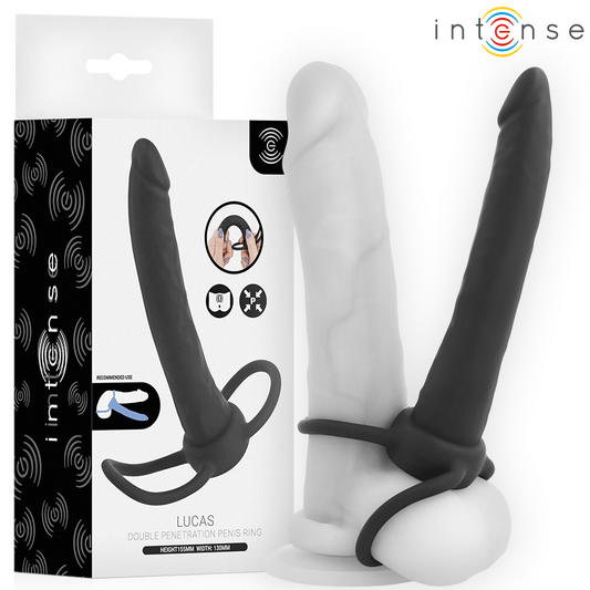 Intense Lucas silikoninen anaalidildo penis- ja kivesrenkaalla