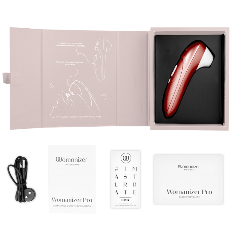 Womanizer Pro Vibrant klitoriskiihotin, viininpunainen