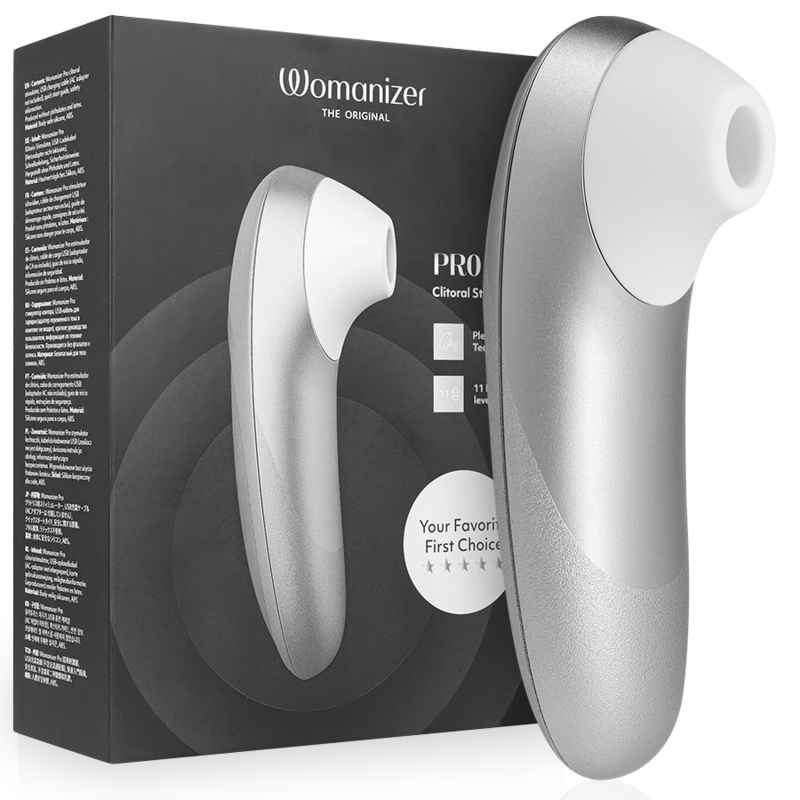 Womanizer Pro Vibrant klitoriskiihotin, hopeanharmaa