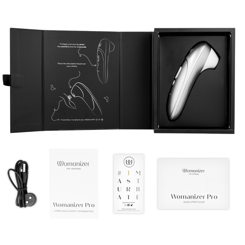 Womanizer Pro Vibrant klitoriskiihotin, hopeanharmaa