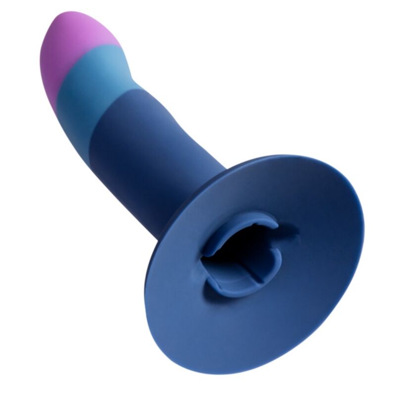 Romp Piccolo valjaat ja silikonidildo imukupilla, kolmivärinen, 14 cm