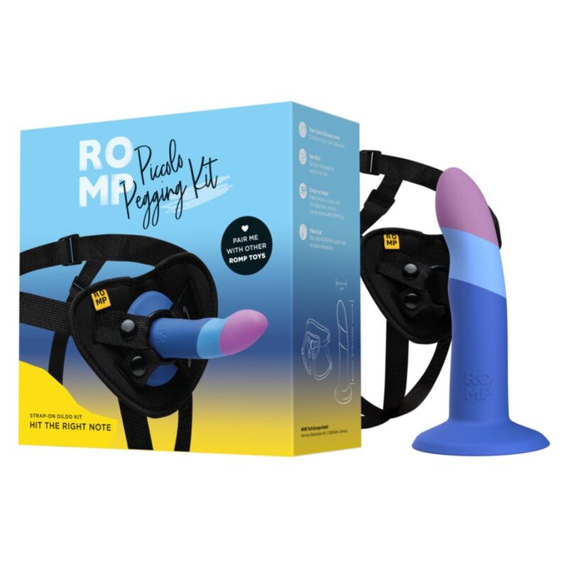 Romp Piccolo valjaat ja silikonidildo imukupilla, kolmivärinen, 14 cm
