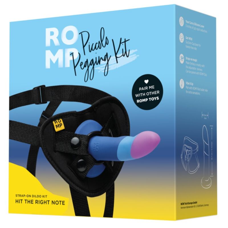 Romp Piccolo valjaat ja silikonidildo imukupilla, kolmivärinen, 14 cm