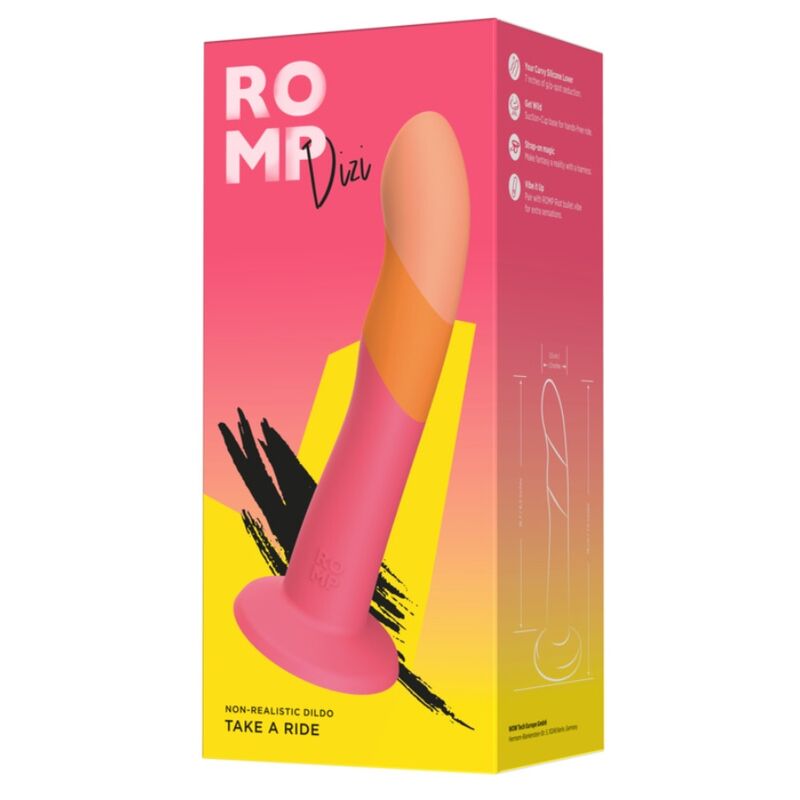 Romp Dizi silikonidildo imukupilla, kolmivärinen, 18 cm