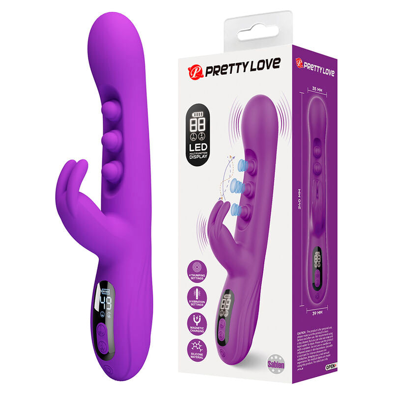 Pretty Love Sabien rabbit-vibraattori naputusstimulaatiolla ja LED-valolla - violetti