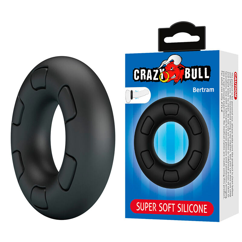 Crazy Bull Bertram pehmeä silikoninen penisrengas - musta