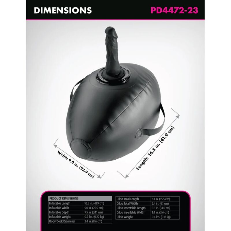 Fetish Fantasy Series Body Dock puhallettava intiimipallo dildolla - musta - 41,9 cm
