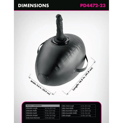 Fetish Fantasy Series Body Dock puhallettava intiimipallo dildolla - musta - 41,9 cm