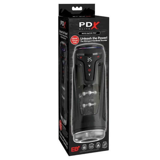 PDX Elite Moto-Bator Pro työntävä masturbaattori värinällä ja lämmöllä - 26,5 cm