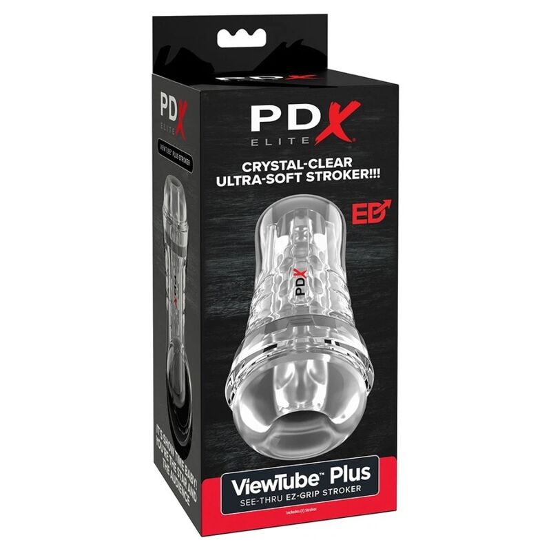 PDX Elite Viewtube Plus See-Thru EZ-Grip masturbaattori - läpinäkyvä - 21 cm
