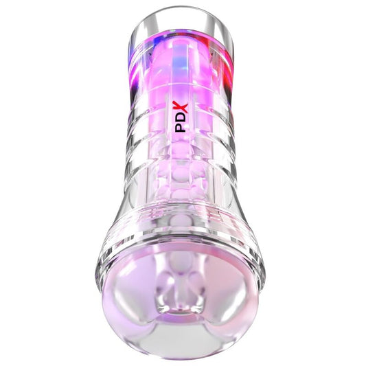 PDX Elite Viewtube XXL LED masturbaattori - läpinäkyvä - 27,3 cm
