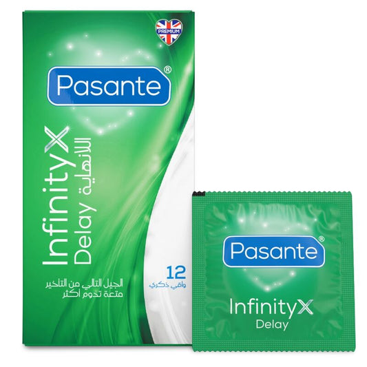 Pasante Delay Infinity kondomit - 12 kpl