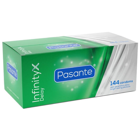 Pasante Delay Infinity kondomit - laatikko - 144 kpl