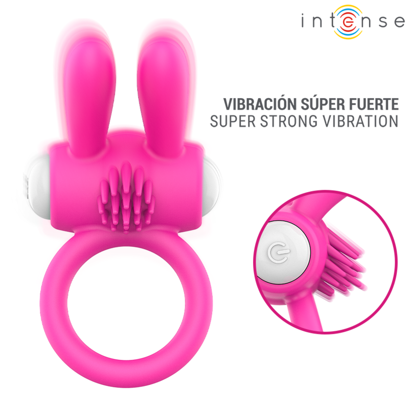 Intense Hopps värisevä penisrengas klitoriskiihottimella - pinkki