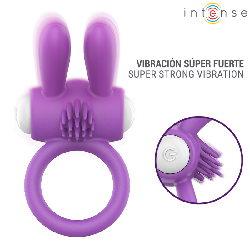 Intense Hopps värisevä penisrengas klitoriskiihottimella - violetti