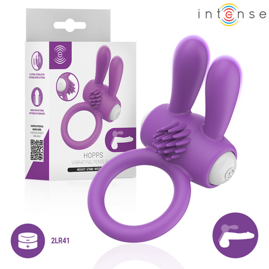Intense Hopps värisevä penisrengas klitoriskiihottimella - violetti
