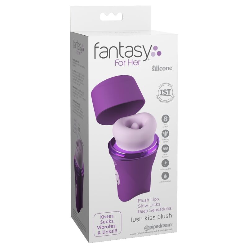 Fantasy for Her Lush Kiss Plush klitoriskiihotin imulla ja nuolemisella - violetti