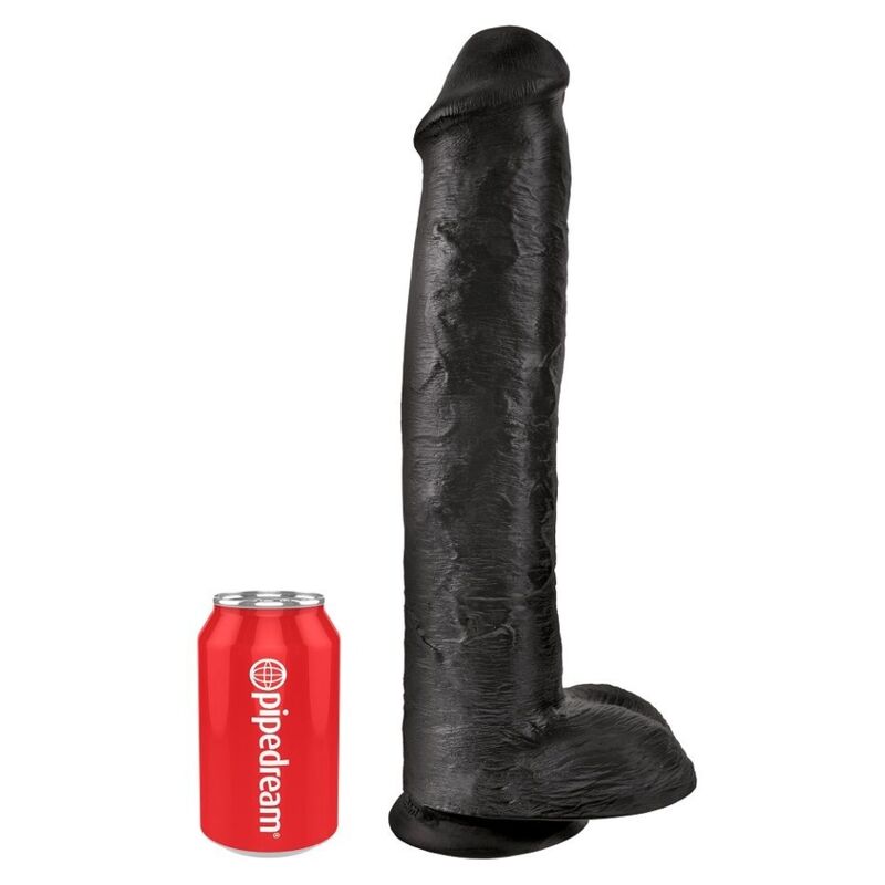 King Cock realistinen dildo kiveksillä - musta - 38 cm