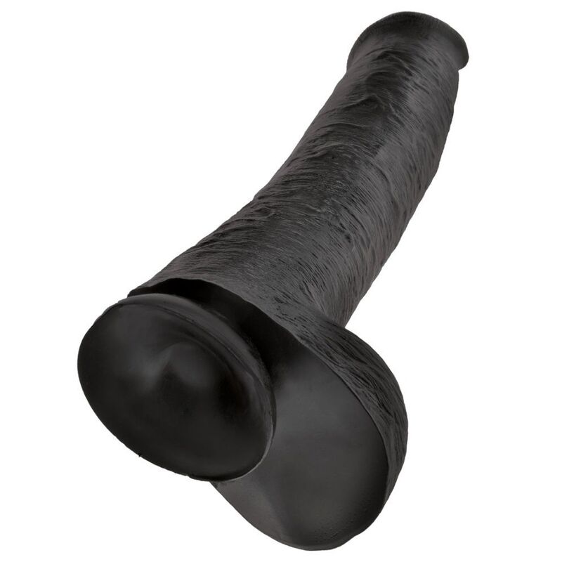King Cock realistinen dildo kiveksillä - musta - 38 cm