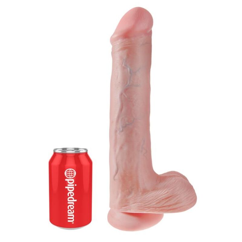 King Cock realistinen dildo kiveksillä ja imukupilla - ihonväri - 38 cm