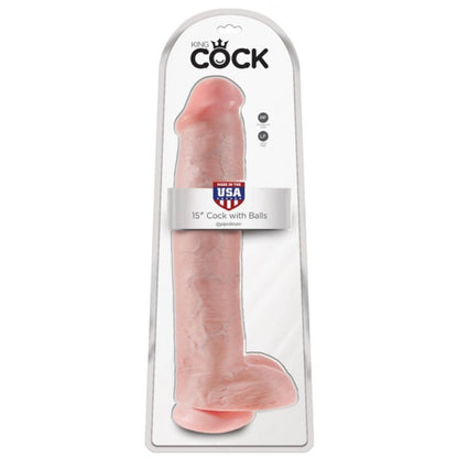 King Cock realistinen dildo kiveksillä ja imukupilla - ihonväri - 38 cm