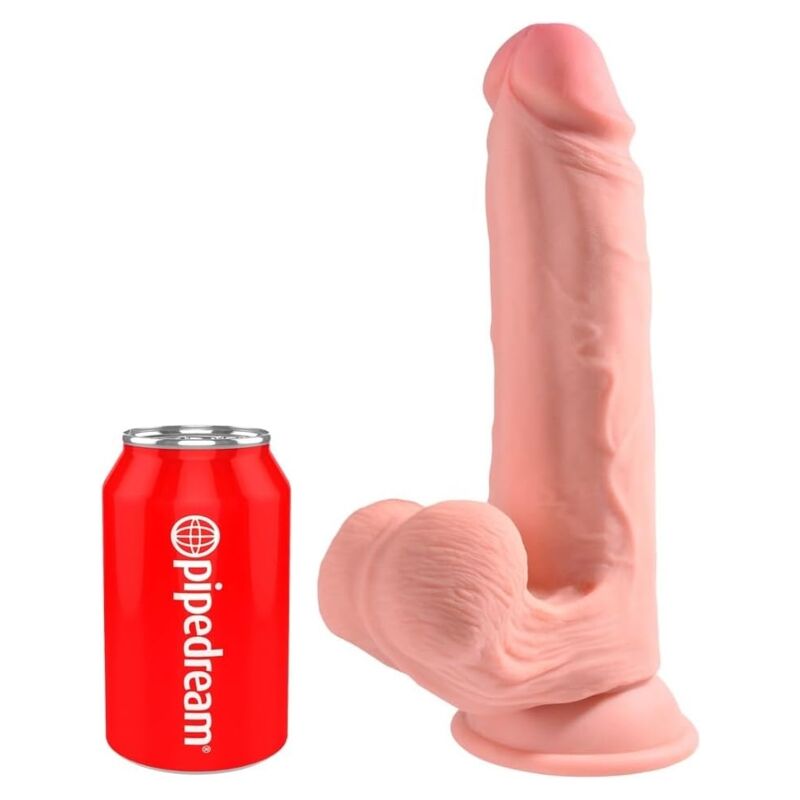 King Cock Plus kolmikerroksinen dildo liikkuvilla kiveksillä - ihonväri - 30 cm