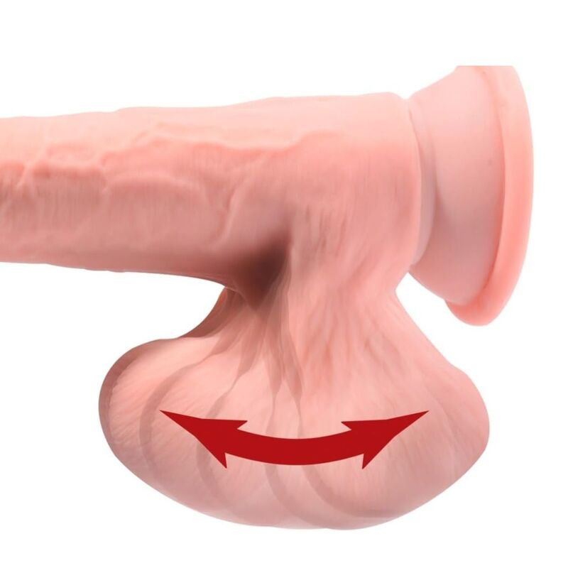 King Cock Plus kolmikerroksinen dildo liikkuvilla kiveksillä - ihonväri - 30 cm