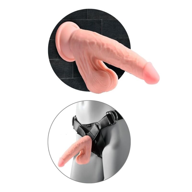 King Cock Plus kolmikerroksinen dildo liikkuvilla kiveksillä - ihonväri - 30 cm