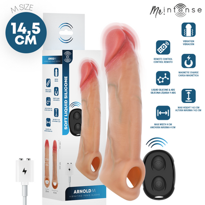 Mr Intense Arnold värisevä silikoninen penisholkki M kaukosäätimellä - 14,5 cm - Ø 4 cm