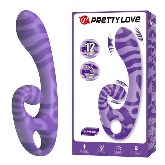 Pretty Love Summer kaksipäinen vibraattori kahvalla - violetti - 19 cm - Ø 3,5 cm