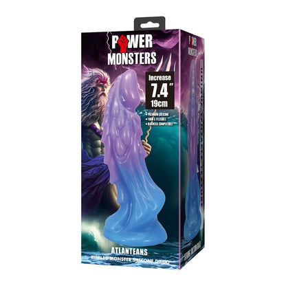 Power Monsters Atlanteans realistinen dildo imukupilla - sininen/violetti - 19 cm - Ø 5 cm
