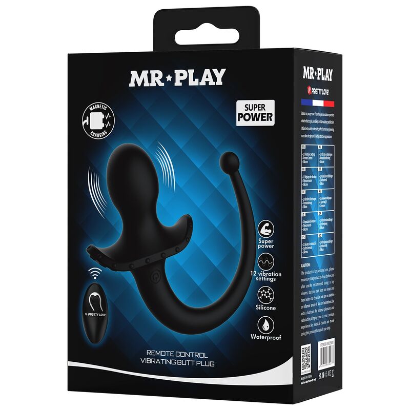 Mr Play anaali- ja välilihavibraattori langattomalla kaukosäätimellä - musta
