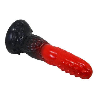 Power Monsters Fire Dragon fantasiadildo imukupilla - punainen/musta - 24,5 cm - Ø 5,8 cm