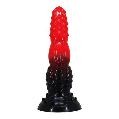 Power Monsters Fire Dragon fantasiadildo imukupilla - punainen/musta - 24,5 cm - Ø 5,8 cm